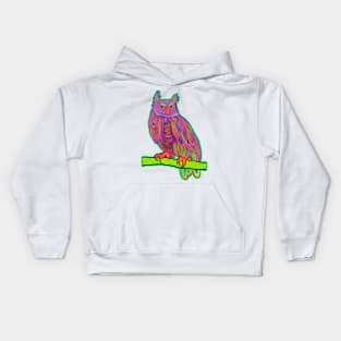 Neon Horned Owl Kids Hoodie